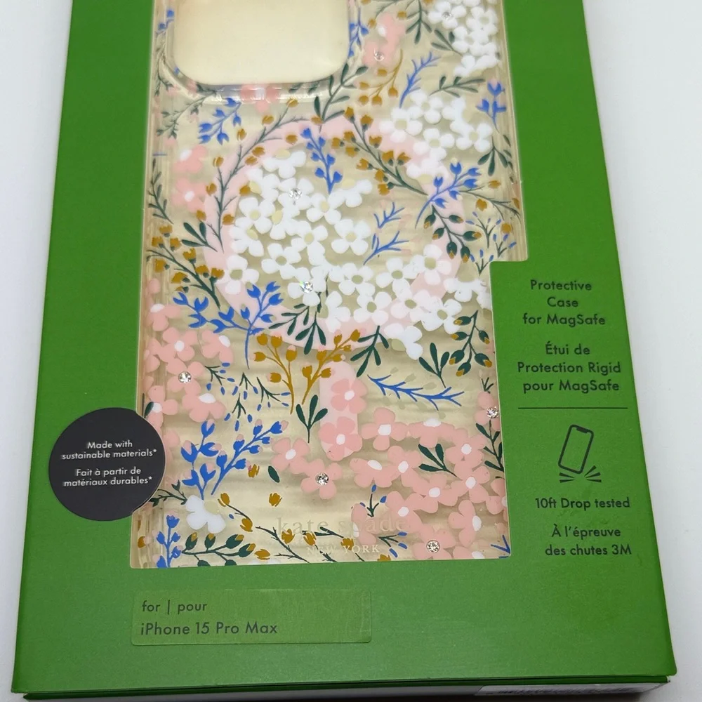 Kate Spade iPhone 15 Pro Max Case - Pink, Blue, and White Floral - Picture 2 of 6